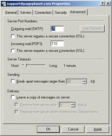 Outlook Express 5 (Win) Advanced Properties