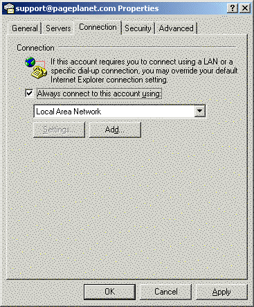 Outlook Express 5 (Win) Connection Properties